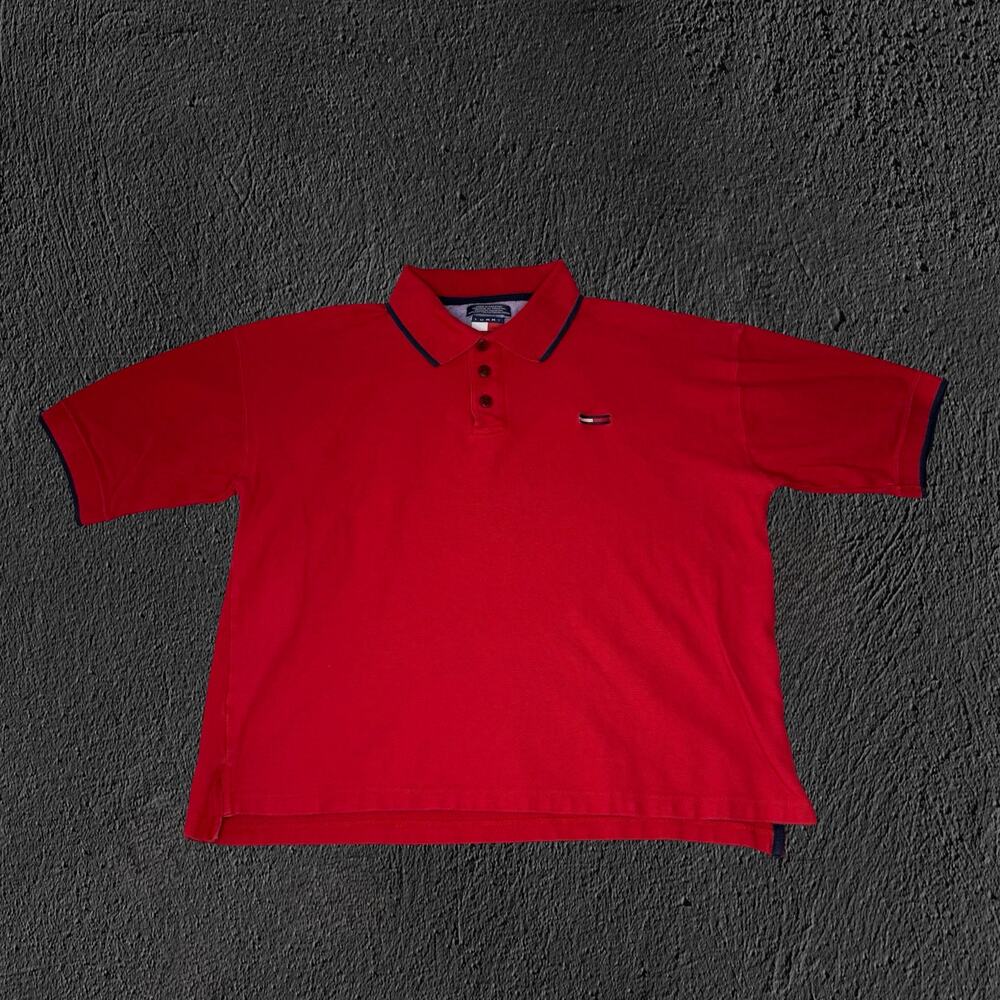 Vintage 90s Tommy Jeans Red Large Flag Logo Polo